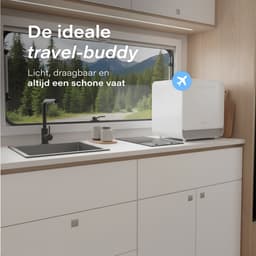 Skoov Mini Vaatwasser met waterreservoir - 3 couverts - 6 wasprogramma's - Extra stil - Kleine smalle vrijstaande afwasmachine - Camping - Wit — thumbnail 14
