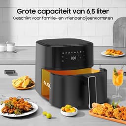 Dewelling 625A Airfryer - XL 6,5L - Kompakt Heteluchtfriteuse met Metalen Binnenmand - 1700W - Zwart — thumbnail 6