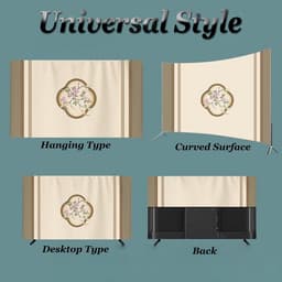 Universele TV-stofhoes met elastische rand - stofwerend voor flatscreen, curved en wandmontage tv's - Chinese bladmotieven voor binnen — thumbnail 3