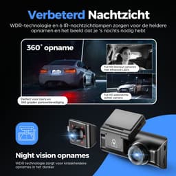 AZDome M770 Pro 3CH 4K Wifi Gps dashcam voor auto met interieur camera - 4K + 2x Full HD resolutie - Night vision - Parkeerbeveiliging - 64gb Micro SD kaart - 3,0 inch LCD scherm - 170 + 140 + 140 graden kijkhoek - Nachtzicht — thumbnail 12