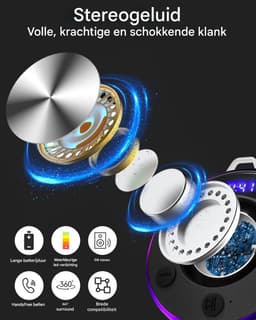 Bluetooth Speaker Klein, Douche Speaker met LED Licht, Zuignap en Microfoon, IPX7 Waterdichte Douche Radio, Muziekbox voor Strand, Feest — thumbnail 2