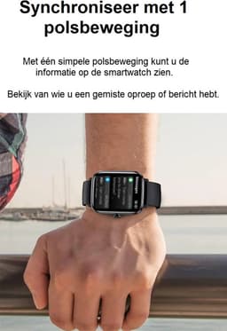 Belesy® HEAVEN – Smartwatch Dames – Smartwatch Heren – Horloge – 1.85" Kleurenscherm – Stappenteller – Hartslagmeter – Bloeddrukmeter – Slaapmonitor – Split Screen – Stembediening – Sportmodus – Bluetooth 5.1 – Zwart - Moederdag — thumbnail 6