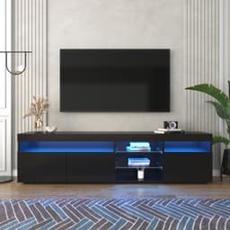 Zwart modern TV-meubel, helder paneel, variabele LED-verlichting, woon- en eetkamer 180cm — thumbnail 12