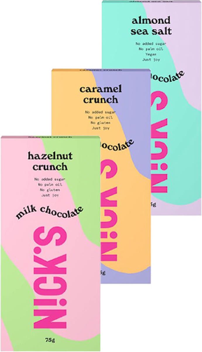 Nick's | Mix Chocolate Tablets | Voordeelpakket | 3 x 75 gram — afbeelding 1
