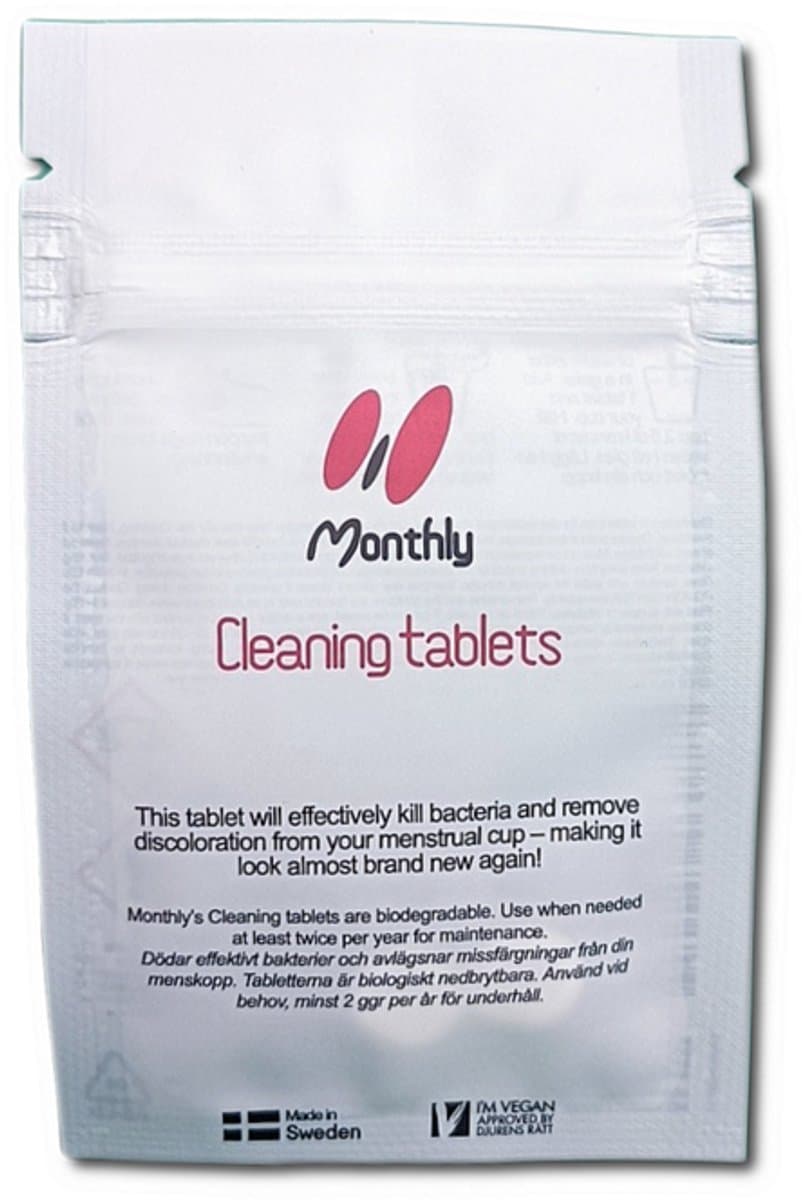 MonthlyCup Cleaning tablets - reinigingstabletten voor menstruatiecup - voor natuurlijke grondige reiniging - verwijdert verkleuring van menstruatiecup - milieuvriendelijk - 2 stuks — afbeelding 1