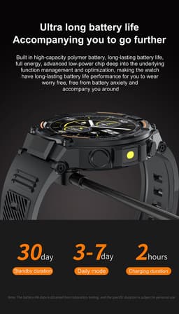 Knobbout 1.52" (3.8cm) Schokbestendig Sport Smartwatch - Zijwaartse LED-verlichting-Bloeddrukmeting, hartslag monitoring en bloedzuurstof (SpO₂)-controle- Bluetooth belfunctie - Sedentaire herinnering-Sedentaire herinnering-Zwart stall+ siliconenband — thumbnail 7