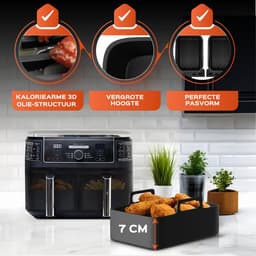 UNBOX Airfryer Accessoires - Geschikt voor Dual Airfryers - Ninja Foodi AF300 AF400 AF451 - Dubbele Airfryer - Inclusief Airfryer Siliconen Bakje & E-Book — thumbnail 3