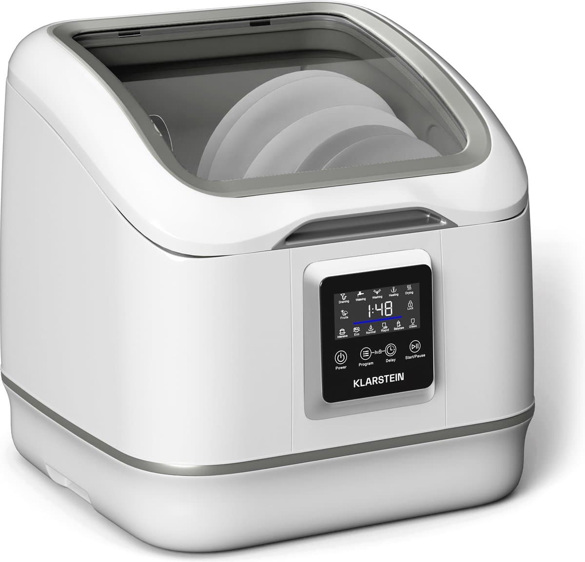 Klarstein SilentScrub tafelmodel vaatwasser - compacte en draagbare tafelmodel vaatwasser voor 3 couverts, 7 programma's en digitaal touchscreen - stille werking met 55 dB — afbeelding 1