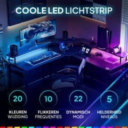 Lugia Hoekbureau - Gaming Bureau - L-Vormig 130cm x 78cm x 48cm - Bureau - Led Verlichtingen - Krasbestendig - Monitor Stand - Stopcontact - Gaming Desk - Game Bureau — thumbnail 5