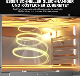 XXL Heteluchtfriteuse 28L Mini-Oven met Circulatie 1700W 18 Programma's 7 Accessoires incl. Draaispies en Dubbele Ventilator — thumbnail 3