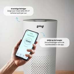 Gologi Luchtreiniger - Air Purifier Tegen Huisstofmijt, Hooikoorts, Allergieën en Stof - Vervangbaar HEPA 13 filter en Koolstoffilter - 210m³/h - Met App - Wit — thumbnail 10