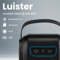 Auronic Partybox - Bluetooth - Party Speaker - Muziek box - Discolichten - USB, AUX en SD-kaart Aansluiting - Zwart — thumbnail 3