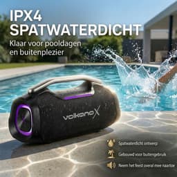VolkanoX Ignite Bluetooth Speaker - Muziek box - 140W Partybox met RGB Verlichting - Spatwaterdicht - FM Radio - TWS - Zwart — thumbnail 4
