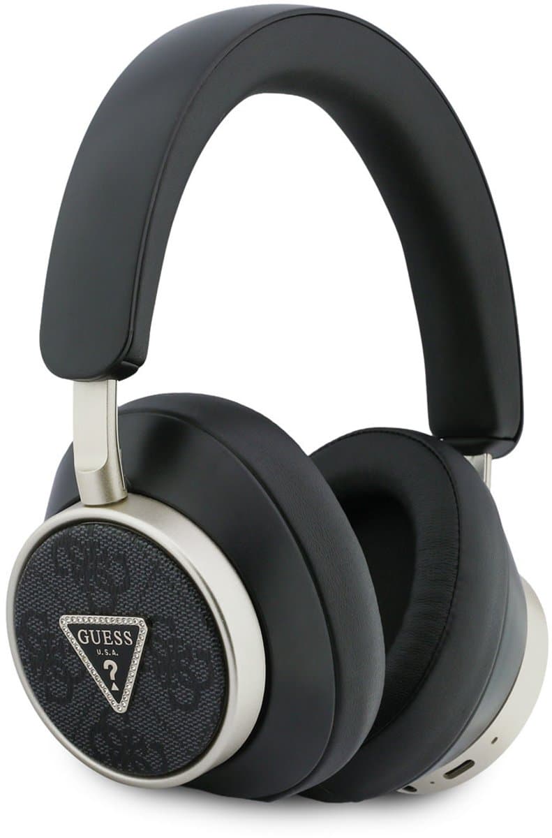 Guess Bluetooth Koptelefoon - ENC - PU Leather met opbergdoos - 4G Triangle Logo - Zwart — afbeelding 1