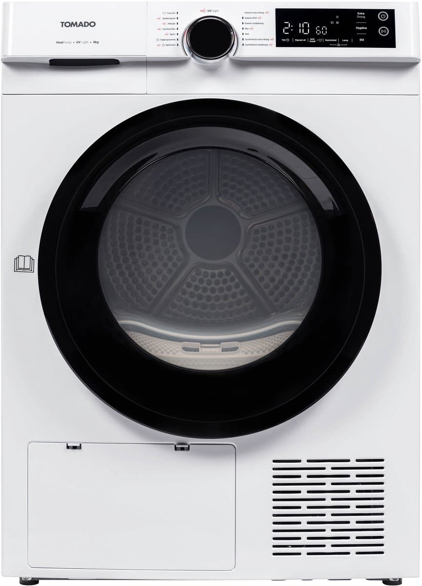 Tomado TDH8002W Warmtepompdroger - 8 kg - energieklasse C - 14 droogprogramma's - UV licht - 66 dB — afbeelding 1