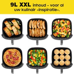 Dewelling AF80D10-2 Heteluchtfriteuse met kijkvenster – XXL 9L Airfryer, 2350 W, 360° heteluchtcirculatie, 9 voorgeprogrammeerde instellingen, schudherinnering — thumbnail 2