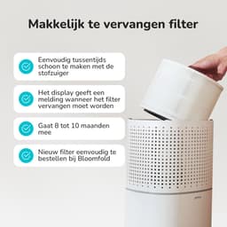 Bloomfold Luchtreiniger - Air Purifier - HEPA 13 filter + koolstoffilter - CADR: 240m3/h - Luchtkwaliteit indicator - 3 standen + slaapstand — thumbnail 4
