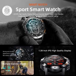 WizBay Premium Select® Sport Smartwatch - 1,39 Inch IPS Scherm - Bluetooth Bellen - Hartslag Bloeddruk Zuurstof - 100+ Sportstanden - 400mAh - Zwart — thumbnail 12