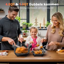 AIRMSEN Airfryer - Heteluchtfriteuse - Volledig zichtbaar venster - 1500W - Met 2 glazen frituurmanden (4,5L & 1,2L) - PFAS-vrij - 4 kookprogramma's - Eenvoudig te reinigen - Zwart — thumbnail 5