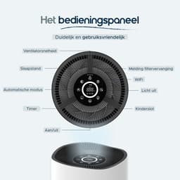 Vibrix PureFlow50 Luchtreiniger / Air Purifier – HEPA H13 + koolstoffilter – 350 m³/u – Voor kamers tot ca. 50 m² – Ionisator – App-bediening – Zeer stil met slaapstand – Luchtkwaliteitindicator — thumbnail 5