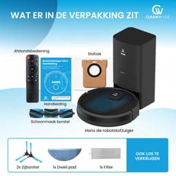 CleanWise Hans Robotstofzuiger met Dweilfunctie & Automatisch Leegstation – 90 dagen handsfree – Nederlands Product – Dweilrobot – LiDAR Navigatie – 7000 Pa – HEPA 14 Filter – Tapijtherkenning – No-Go Zones – Voor Huisdierharen — thumbnail 9