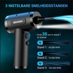 2-in-1 Auto Stofzuiger - Zuigen & Blazen - Kruimeldief - 7 Opzetstukken - Oplaadbaar - Handstofzuiger - Airduster - Zwart — thumbnail 4