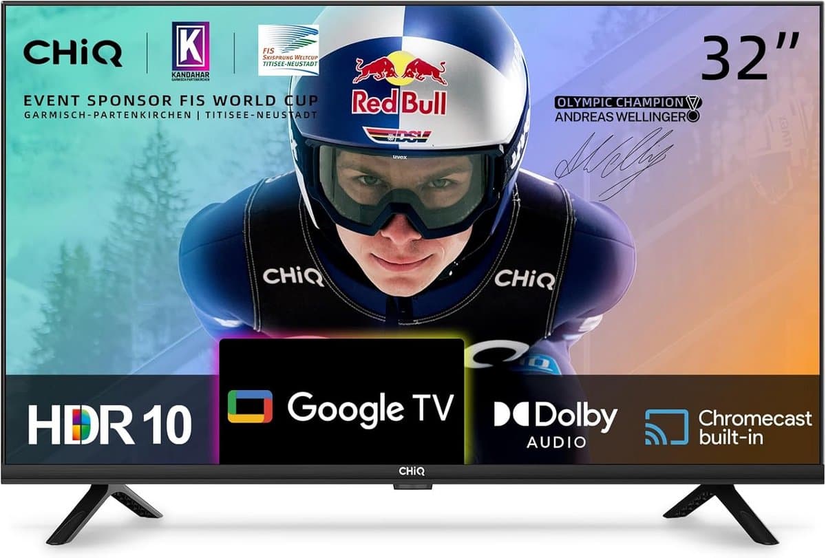 Smart-tv 32 inch HD met Google TV en Randloos Design — afbeelding 1
