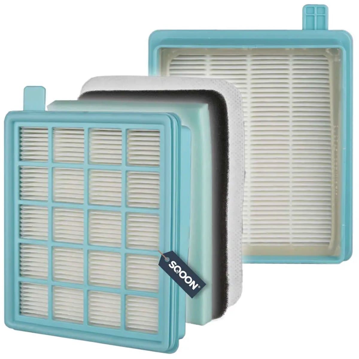 SQOON® HEPA Filterset geschikt voor Philips FC8058/01 Power Pro Compact - Filters — afbeelding 1