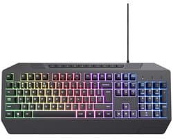 Trust GXT836 Evocx - Gaming Keyboard met Verlichting - RGB-Verlichting - Polssteun - Multimedia toetsen - Qwerty US