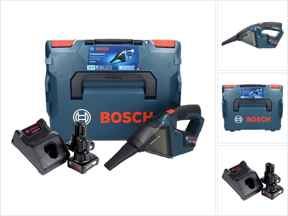 Bosch GAS 12V Professionele snoerloze stofzuiger 12 V 0,35 l + 2x accu 6,0 Ah + lader + L-Boxx — afbeelding 1