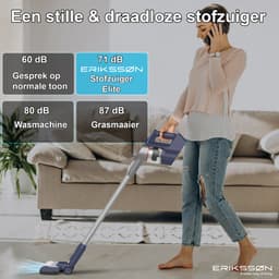 Erikssøn Steelstofzuiger Air Pro Elite 9000 - 2 Accu's - Stofzuiger Draadloos - Zonder Zak Op Accu - Grijs/Blauw — thumbnail 7