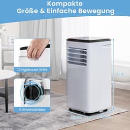 COSTWAY 9000 BTU mobiele airconditioner met luchtafvoerslang, 4 in 1 airconditioner met koeling, ventilator, verwarming & ontvochtiger, koeleenheid met slaapstand, 24 uur timer, afstandsbediening [energieklasse A]. — thumbnail 11