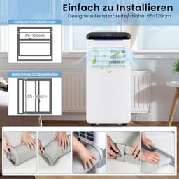 COSTWAY 9000 BTU mobiele airconditioner met luchtafvoerslang, 4 in 1 airconditioner met koeling, ventilator, verwarming & ontvochtiger, koeleenheid met slaapstand, 24 uur timer, afstandsbediening [energieklasse A]. — thumbnail 8