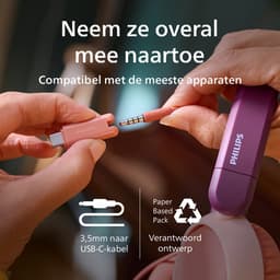 PHILIPS TAK2000CT - On Ear bedrade opvouwbare hoofdtelefoon voor kinderen - beperkt volume, Audio delen, 3,5 mm- en USB-C-kabel meegeleverd - Kristal Groen — thumbnail 5