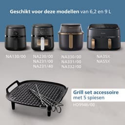 Philips Grill Set Airfryer Accessoire - HD9946/00 - Geschikt voor Philips - Grillplaat met 5 spiesen — thumbnail 4