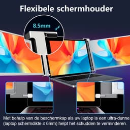 Virello® Portable Monitor Pro 2025 - 2x Full‑HD IPS 15,6″ scherm - Voor Laptops van 15.6" t/m 18.1" - Laptopscherm uitbreider - USB-C/USB-A & HDMI - Inclusief Hoes & Kabels - Zwart - 2 jaar garantie — thumbnail 16