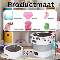 DailySupplies® Mini Wasmachine met Centrifuge - Voor Kleine Wasgoed - Meerdere Programma's - Grijs — thumbnail 2