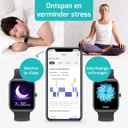 FITAGE Smartwatch - Smartwatches - Stappenteller - Sporthorloge - Smart watch - Activity Tracker - Dames en Heren - Zwart — thumbnail 6