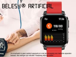 Belesy® ARTIFICIAL - Smartwatch Dames - Smartwatch Heren - Horloge - 1.70 inch – kleurenscherm – Stappenteller – Calorieën - Gezondheidsindicatoren – Je eigen foto als wijzerplaat - Leer – Bruin – Zwart - Moederdag — thumbnail 16
