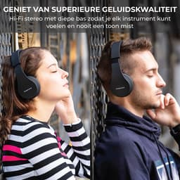 PowerLocus P1 Bluetooth Koptelefoon – Draadloos – Over Ear – Met Microfoon – Inklapbaar - incl. Hoes – Zwart — thumbnail 8