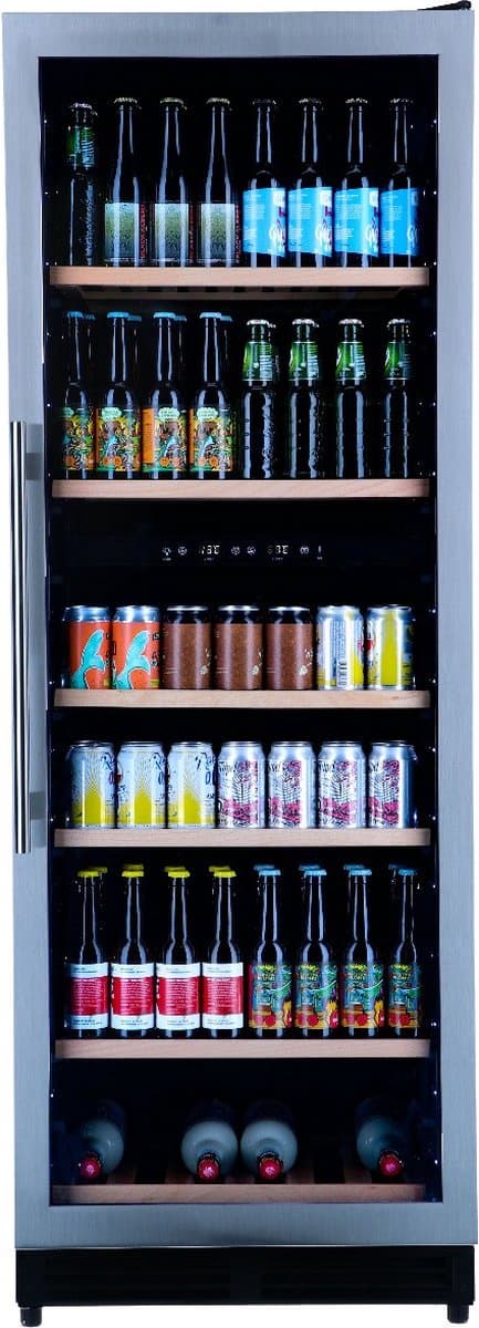 Bierkoelkast Brugge - glazen deur met RVS rand - 320 flessen - Koelkast horeca - Bier koelkast voor Thuis - Flessenkoelkast- Drank koelkast - Bierkast — afbeelding 1