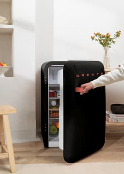 CREATE - Koelkast in retrostijl - Zwart - Handvat Terracotta - FRIDGE RETRO 107L — thumbnail 4