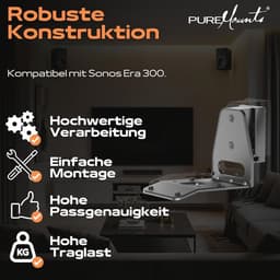 Luidsprekerhouder voor Sonos Era 300 - Wandhouder met Kabelmanagement, Draaibaar tot +/-45°, 3kg Draagkracht, Zwart — thumbnail 7