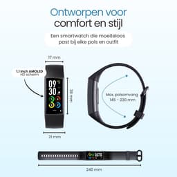 Siltcon® Activity Tracker Pro – Stappenteller Horloge - Hartslagmeter – Bloeddrukmeter - Slaapmonitor - Saturatiemeter – Sporthorloge – Smartwatch Dames, Heren & Kinderen - Universeel - RVS - Elke pols - Incl. 2 Bandjes — thumbnail 14