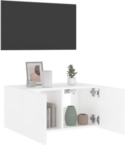Wandmeubel voor televisie met LED verlichting - 60x35x31 cm - Wit — thumbnail 2