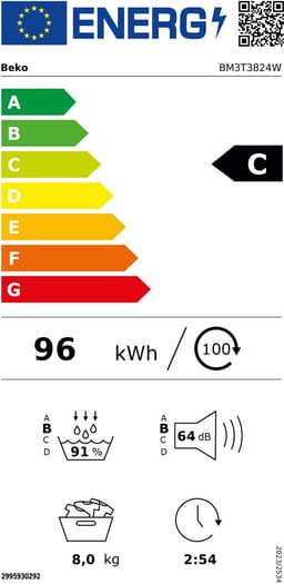 Beko BM3T3824W - SteamCure™ - Warmtepompdroger - 8 kg — thumbnail 2