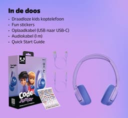Fresh 'n Rebel Code Junior - Koptelefoon kind - Kinder koptelefoon - Draadloos (Bluetooth) & Bedraad – Inclusief Aux kabel (1m) - Groovy Galaxy — thumbnail 6