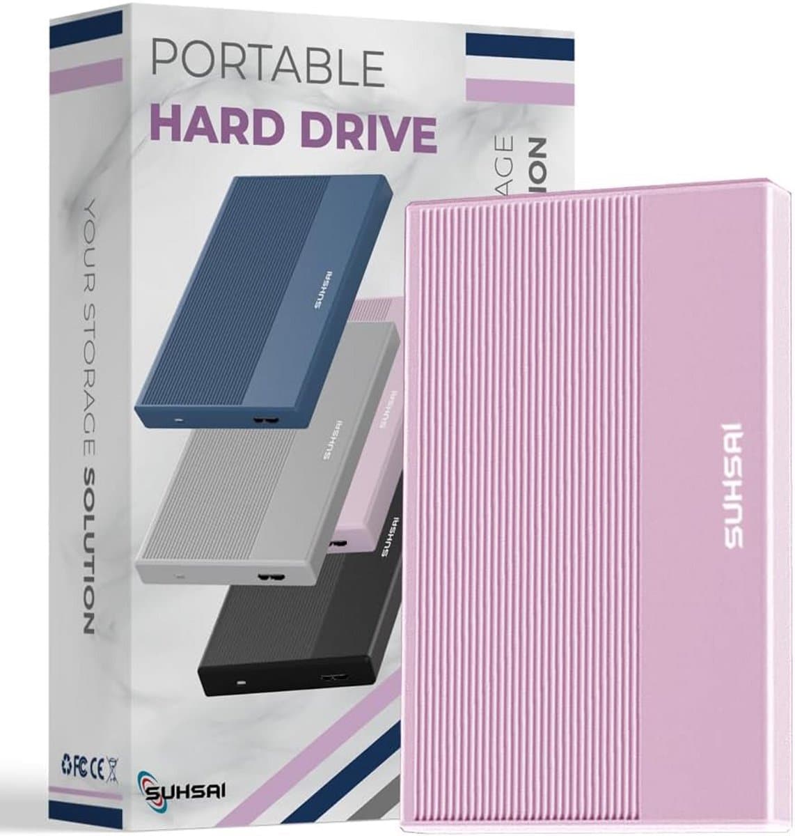 Draagbare Externe Harde Schijf 320GB USB 3.0 Opslag voor PC, Laptop, Mac & Gameconsoles (Roze) — afbeelding 1