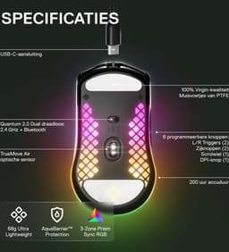SteelSeries Aerox 3 2022 Edition Draadloze Gaming Muis - Zwart — thumbnail 4