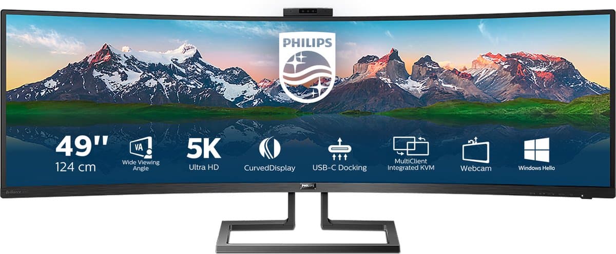Philips 499P9H - UltraWide Dual QHD Curved - USB-C - VA Monitor - 49 inch — afbeelding 1